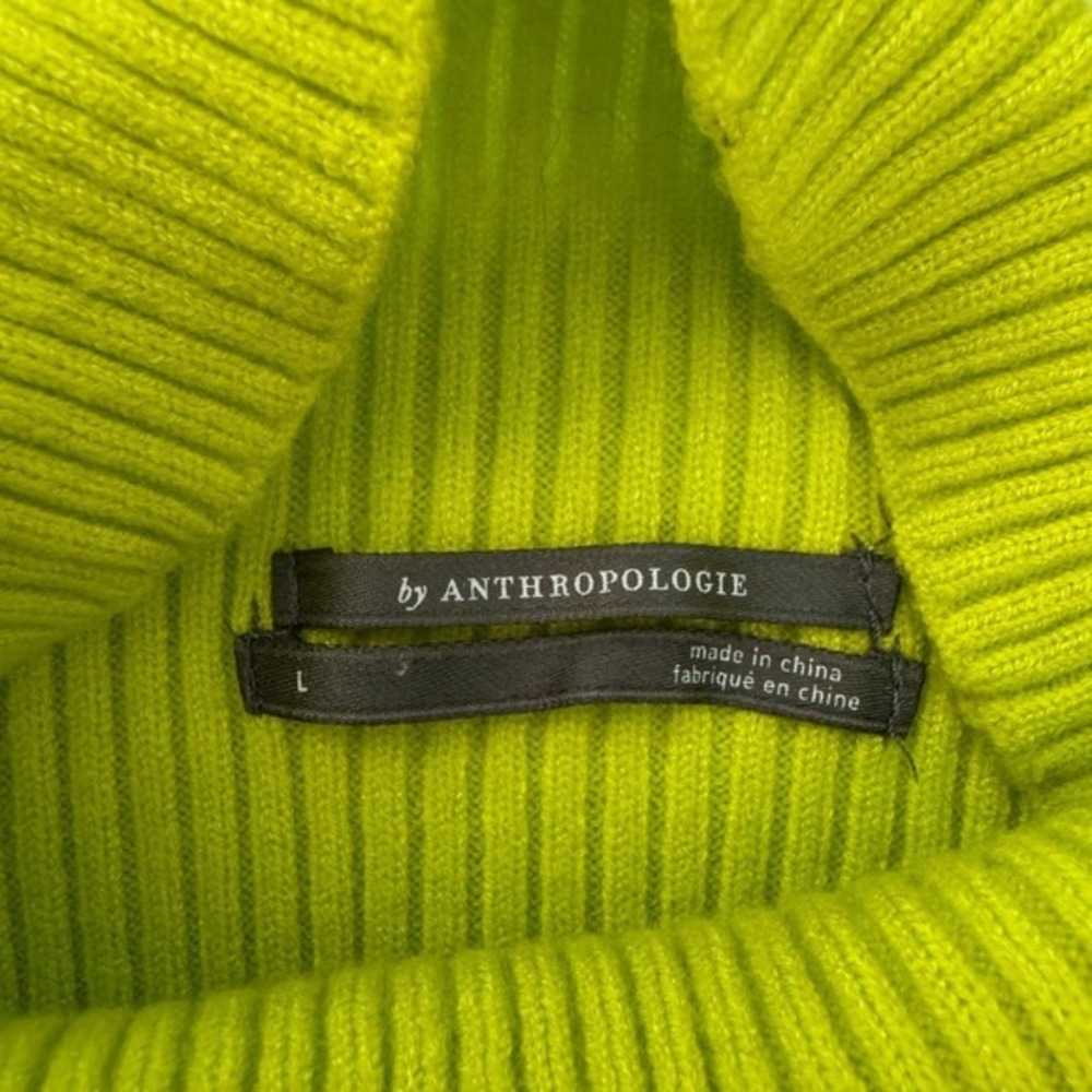 Anthropologie Thea Twofer Sweater Dress‎ L Chartreuse Yellow Ribbed Maxi Pleated - Picture 10 of 12